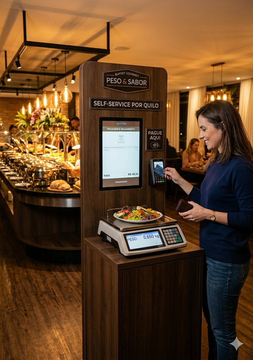Atendimento automatizado em restaurante self-service
